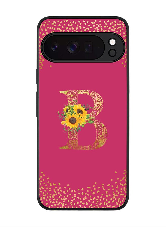 For Google Pixel 10 Pro Case,Slim fit Camera Protection, Shockproof Thin Phone cover  - Custom Floral Monogram - B ( Deep Pink )